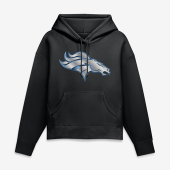 Women's Black Denver Broncos Metallic Mascot Hoodie