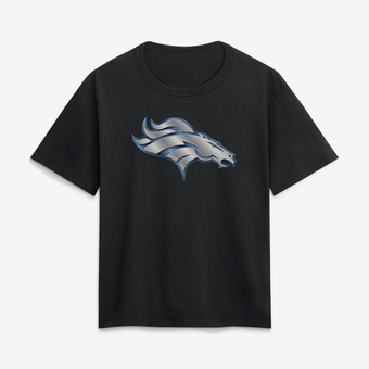Women's Black Denver Broncos Metallic Mascot T-Shirt