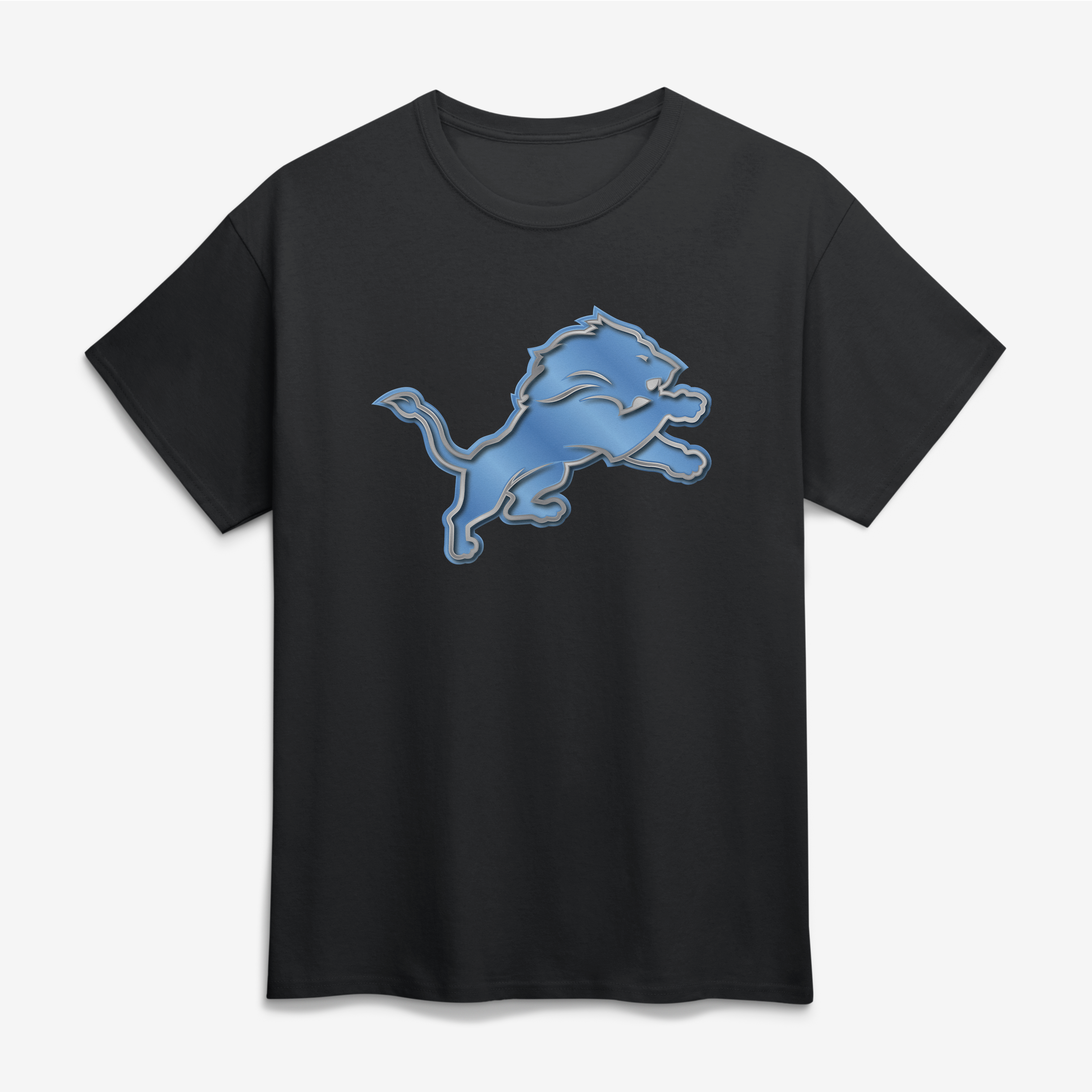 Men's Black Detroit Lions Big & Tall Metallic Mascot T-Shirt