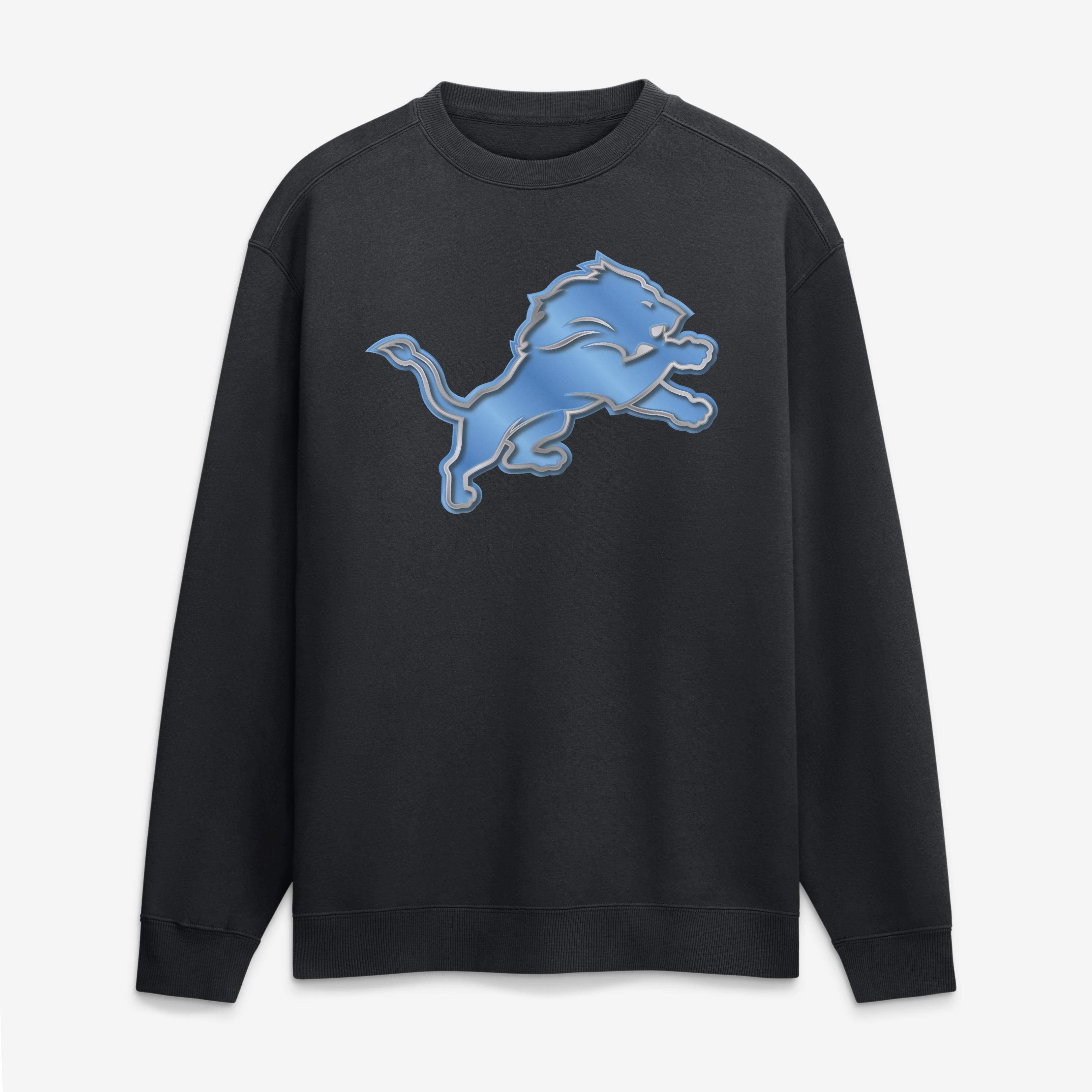 Men's Black Detroit Lions  Metallic Mascot Sweatshirt