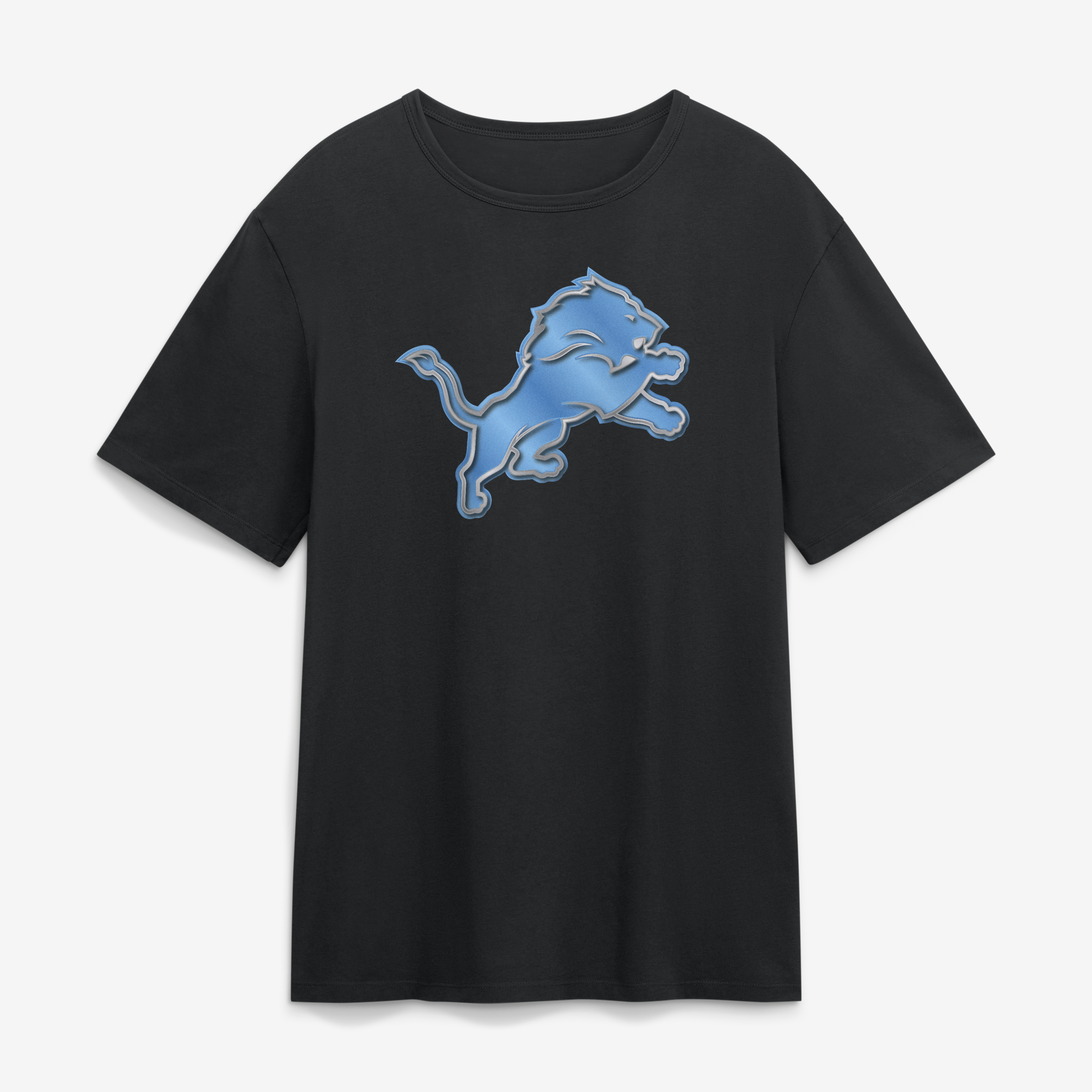 Men's Black Detroit Lions  Metallic Mascot T-Shirt