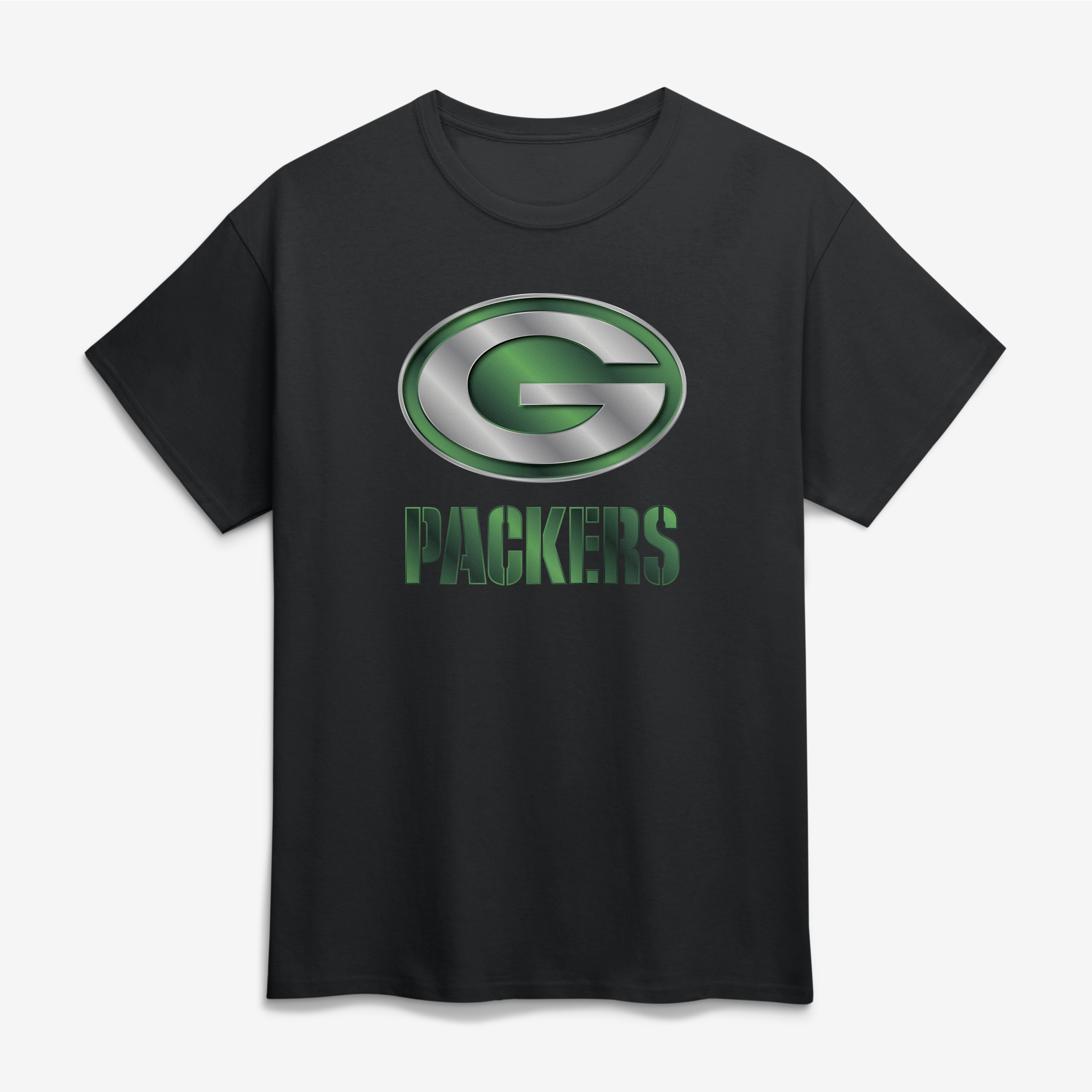 Men's Black Green Bay Packers Big & Tall Metallic Mascot T-Shirt