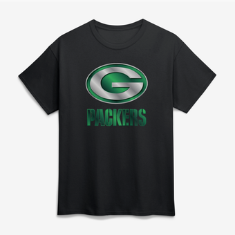 Men's Black Green Bay Packers Big & Tall Metallic Mascot T-Shirt
