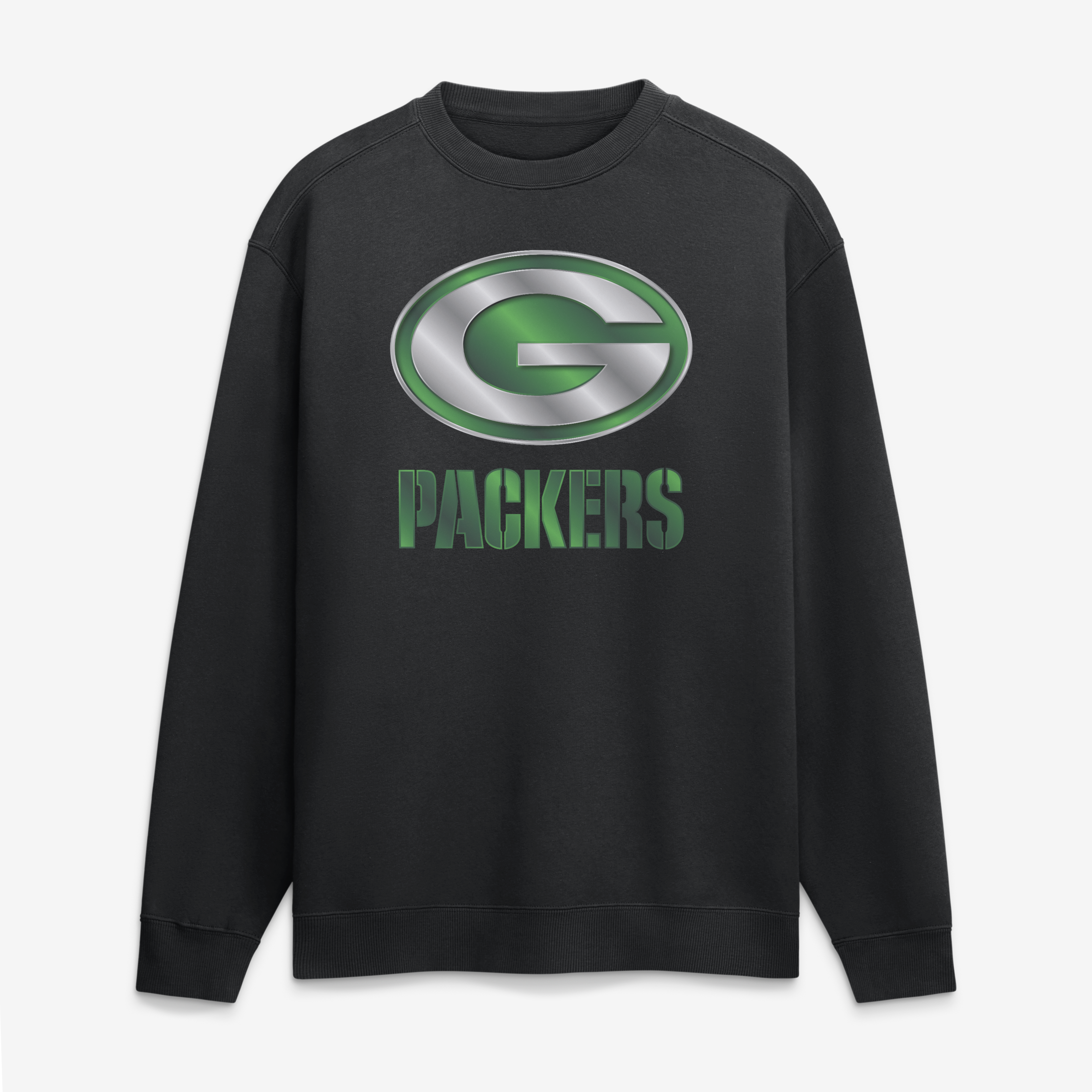 Men's Black Green Bay Packers  Metallic Mascot Sweatshirt