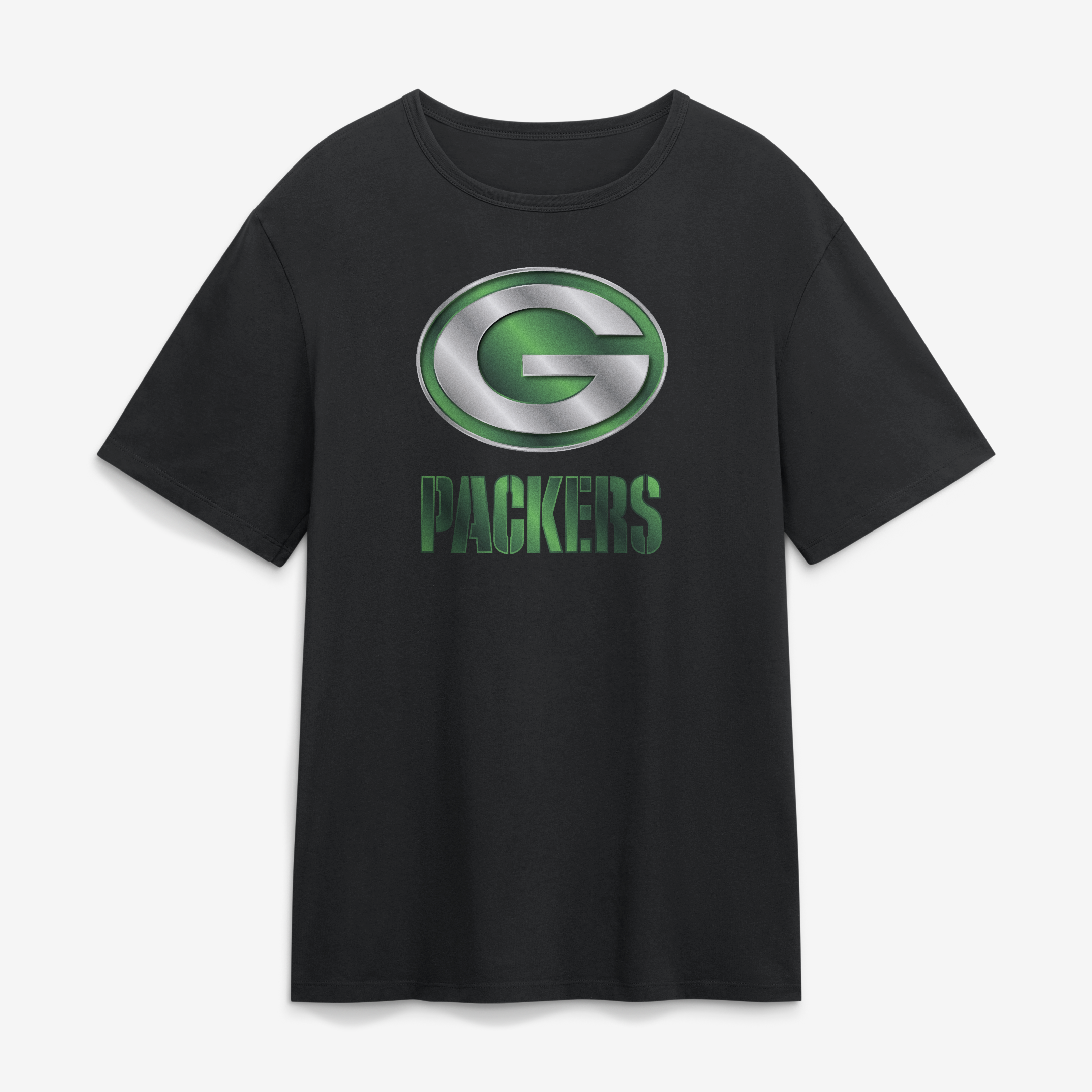 Men's Black Green Bay Packers  Metallic Mascot T-Shirt