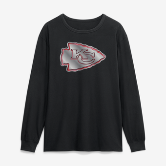 Men's Black Kansas City Chiefs  Metallic Mascot Long Sleeve T-Shirt