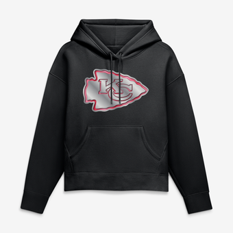 Women's Black Kansas City Chiefs Metallic Mascot Hoodie