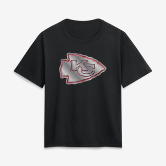 Women's Black Kansas City Chiefs Metallic Mascot T-Shirt
