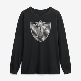 Men's Black Las Vegas Raiders  Metallic Mascot Long Sleeve T-Shirt