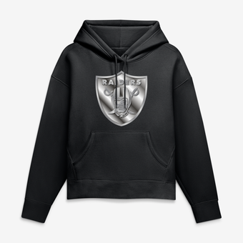 Women's Black Las Vegas Raiders Metallic Mascot Hoodie