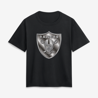 Women's Black Las Vegas Raiders Metallic Mascot T-Shirt