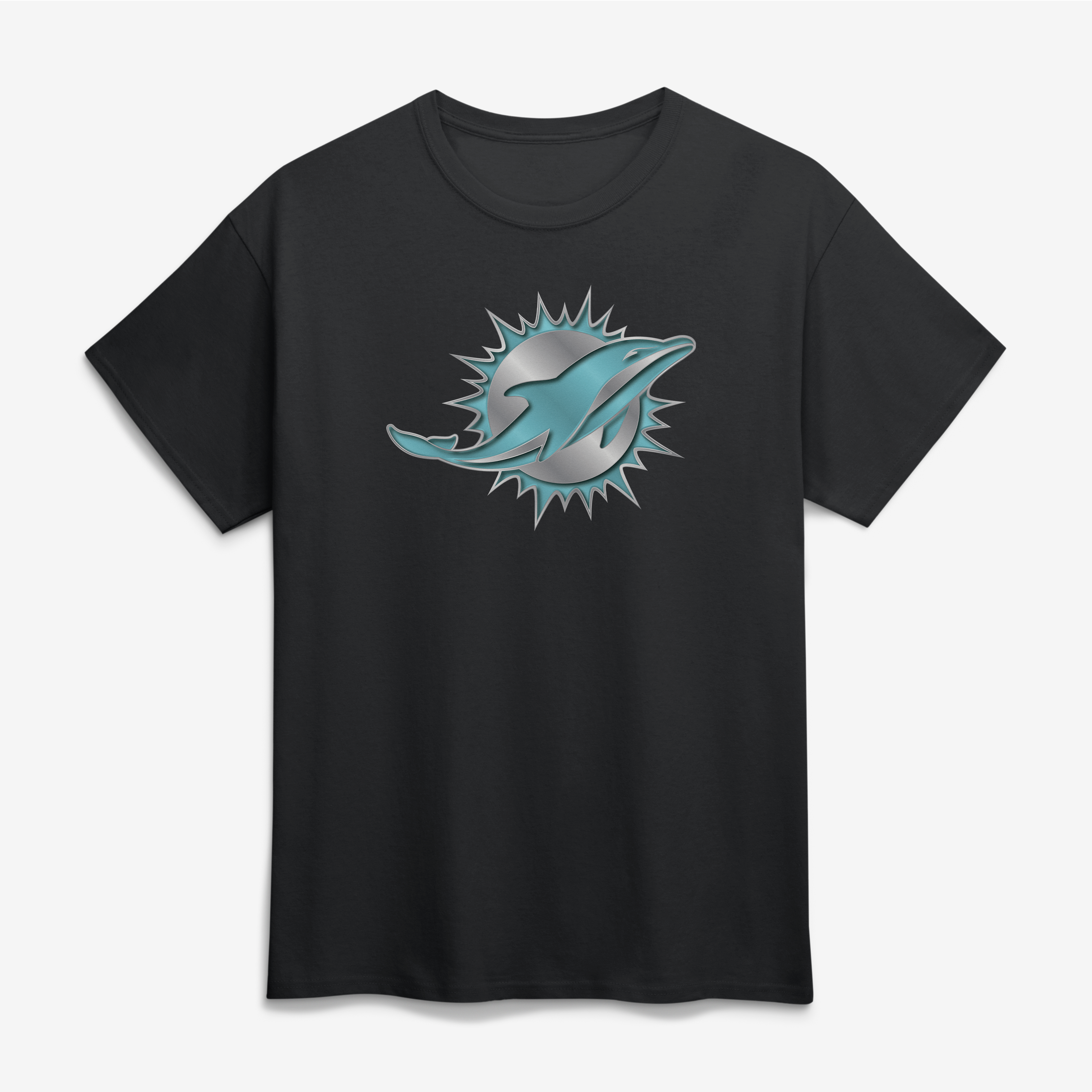 Men's Black Miami Dolphins Big & Tall Metallic Mascot T-Shirt
