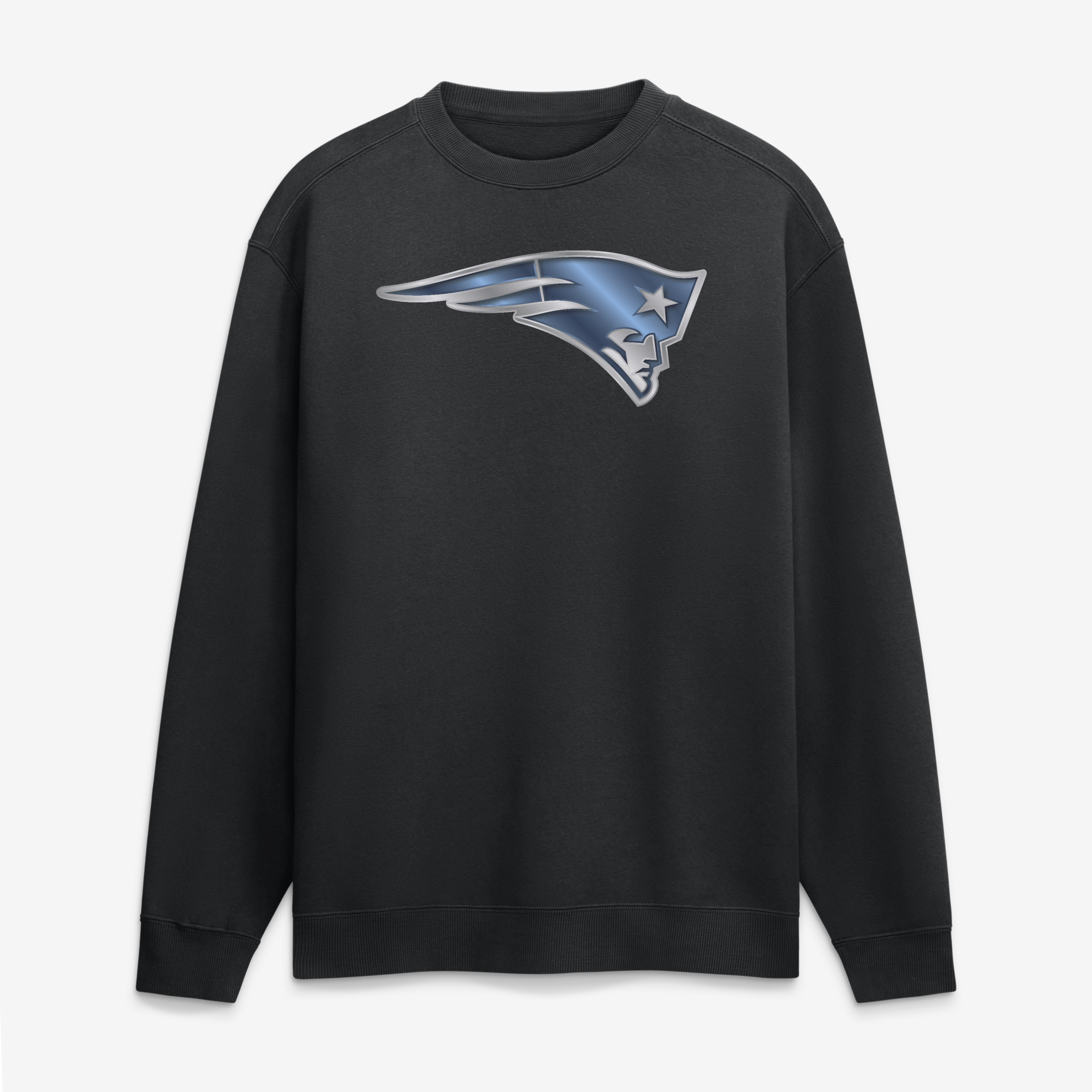 Men's Black New England Patriots  Metallic Mascot Sweatshirt