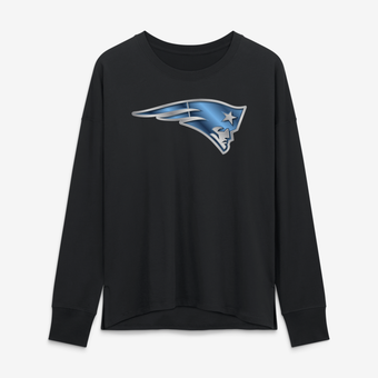 Women's Black New England Patriots Metallic Mascot Long Sleeve T-Shirt