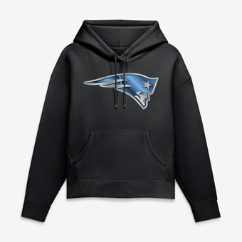 Women's Black New England Patriots Metallic Mascot Hoodie