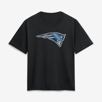 Women's Black New England Patriots Metallic Mascot T-Shirt