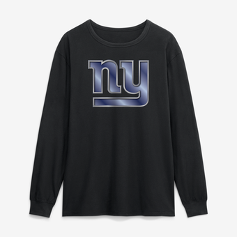 Men's Black New York Giants  Metallic Mascot Long Sleeve T-Shirt