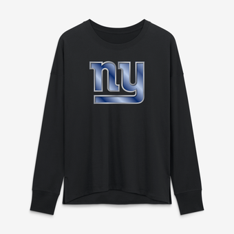 Women's Black New York Giants Metallic Mascot Long Sleeve T-Shirt