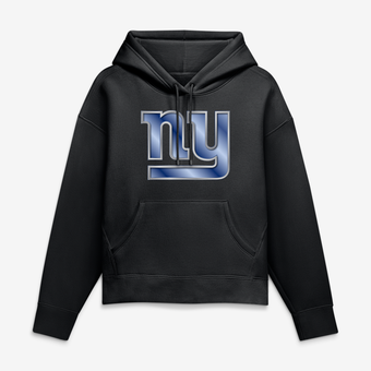 Women's Black New York Giants Metallic Mascot Hoodie