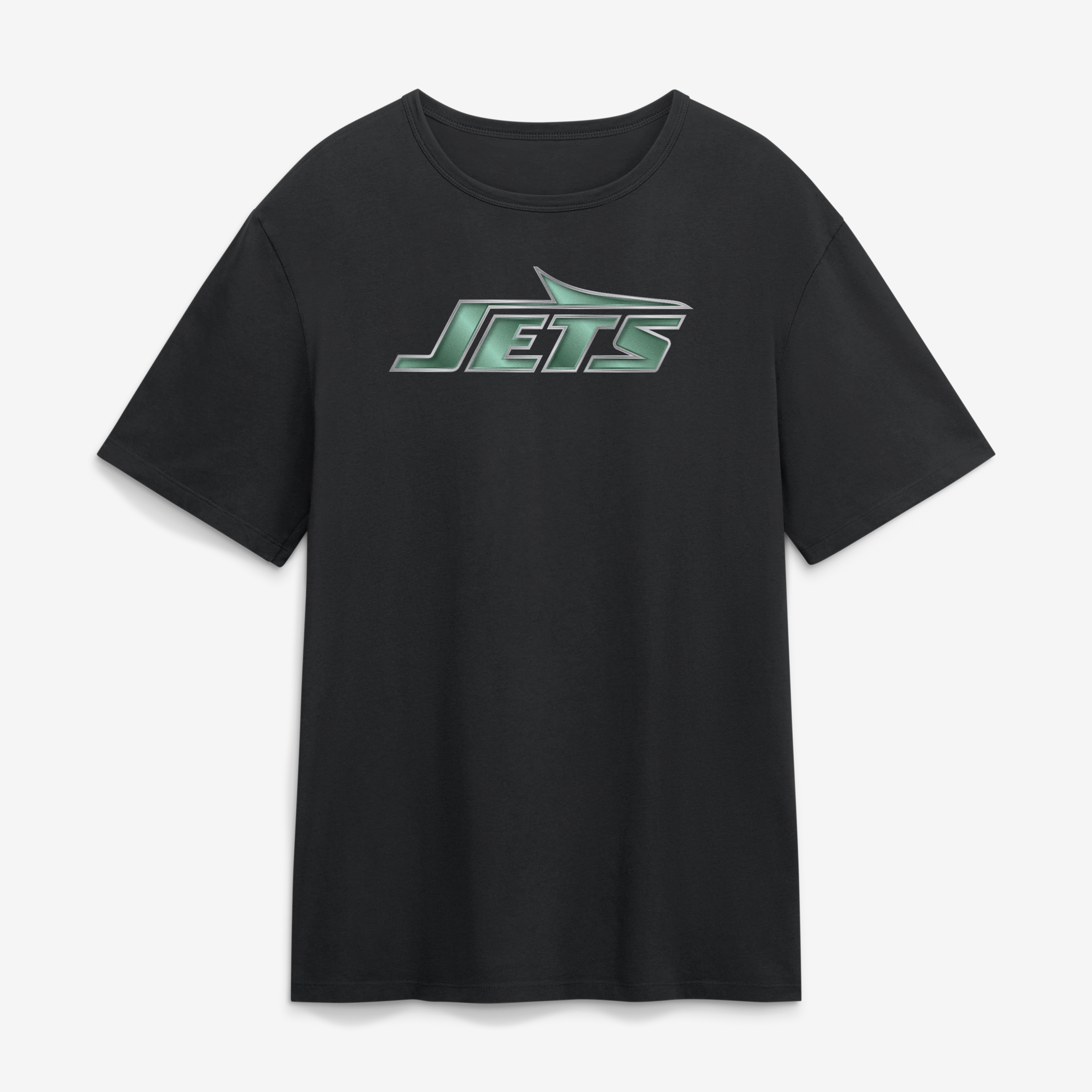 Men's Black New York Jets  Metallic Mascot T-Shirt
