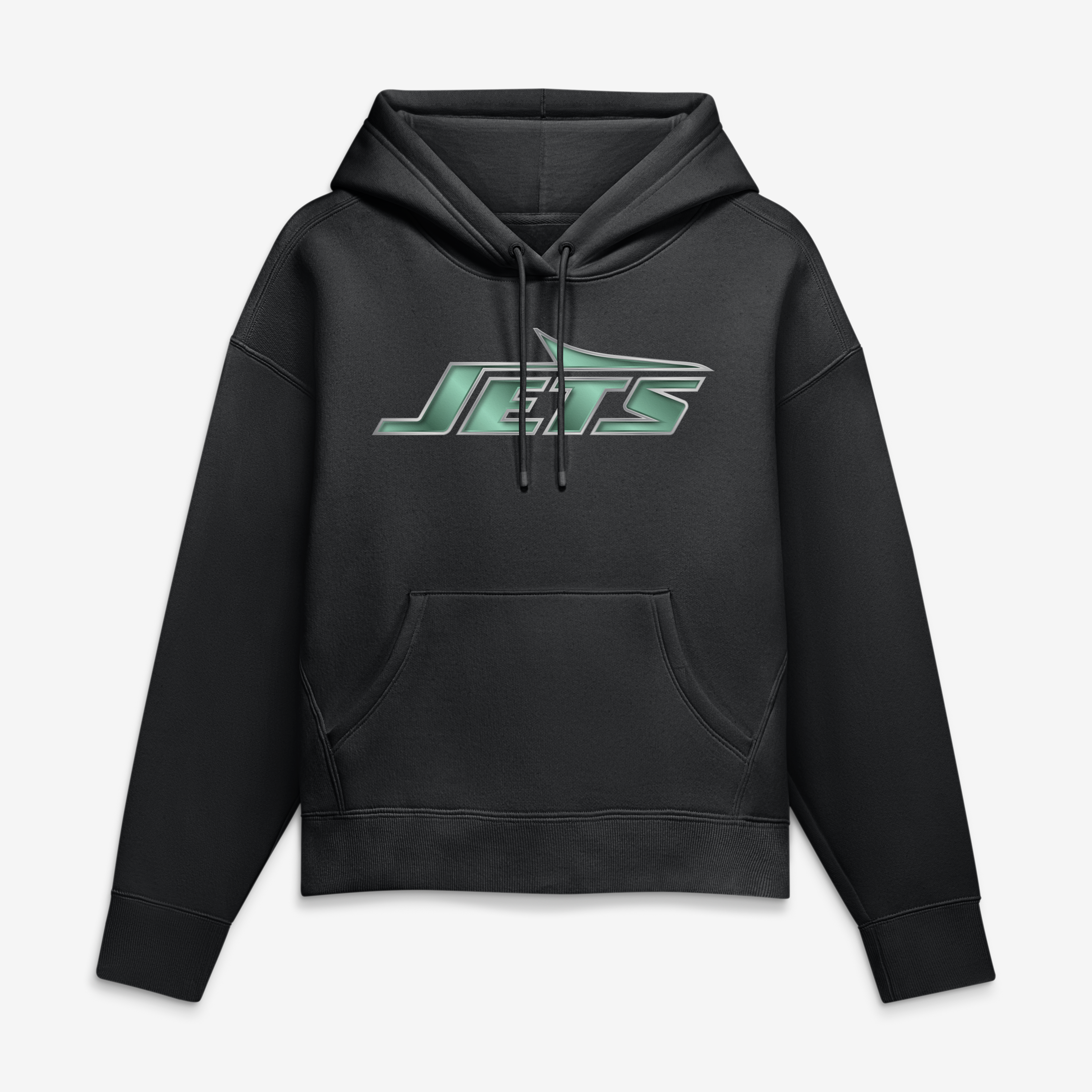 Women's Black New York Jets Metallic Mascot Hoodie