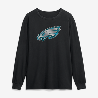 Men's Black Philadelphia Eagles  Metallic Mascot Long Sleeve T-Shirt