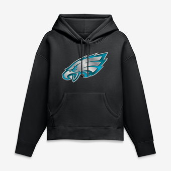 Women's Black Philadelphia Eagles Metallic Mascot Hoodie