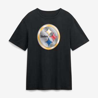 Men's Black Pittsburgh Steelers  Metallic Mascot T-Shirt