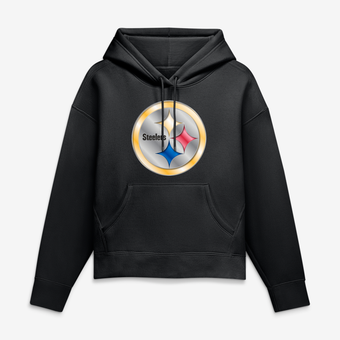 Women's Black Pittsburgh Steelers Metallic Mascot Hoodie