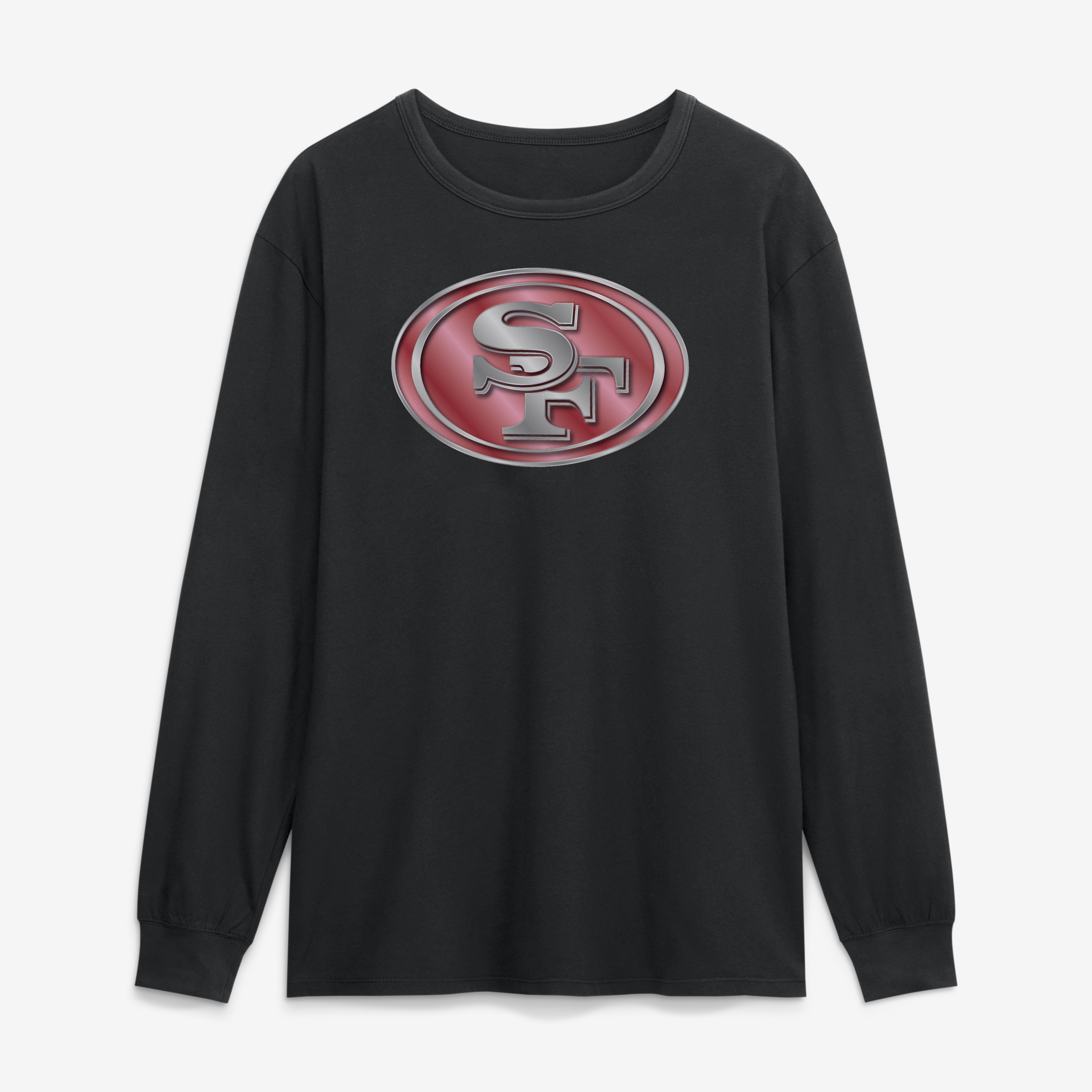 Men's Black San Francisco 49ers  Metallic Mascot Long Sleeve T-Shirt