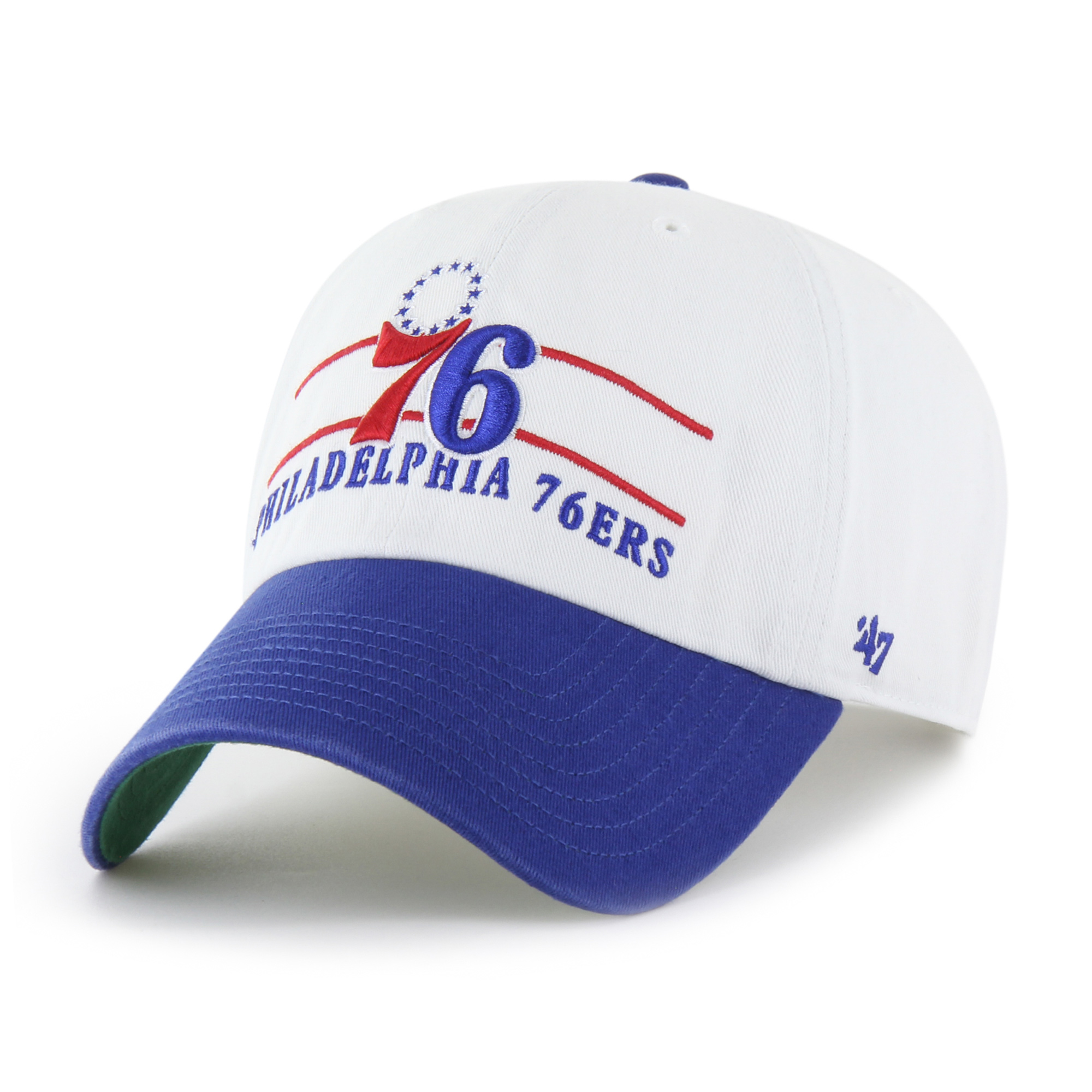 Men's '47  White Philadelphia 76ers Double Header Clean Up Adjustable Hat
