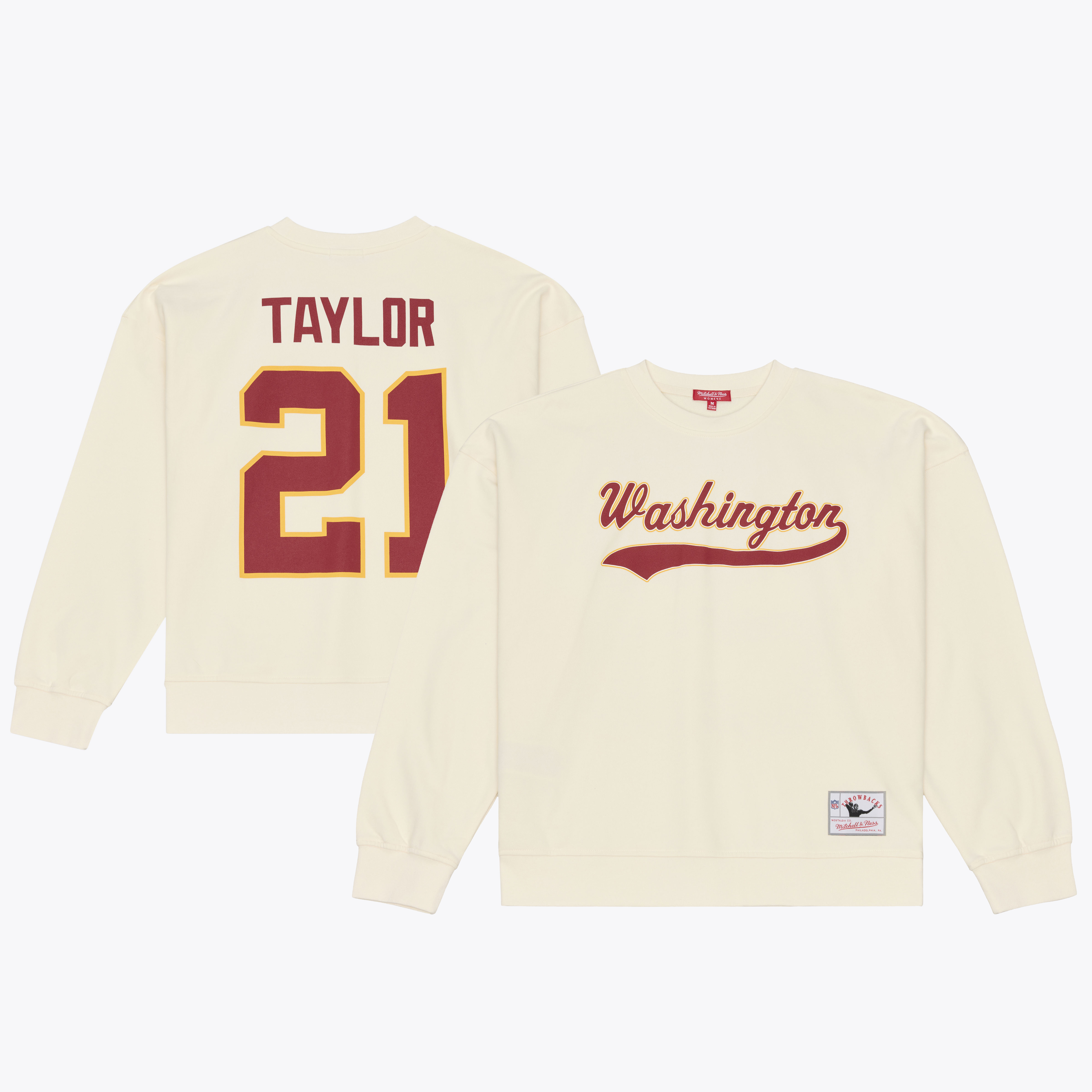 Mitchell & Ness Women's Sean Taylor Cream Washington Commanders Name & Number Sweatshirt - Cream