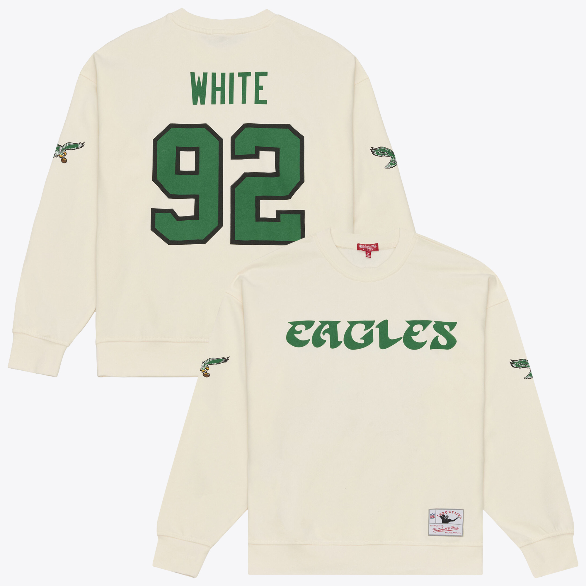 Mitchell & Ness Women's Reggie White Cream Philadelphia Eagles Name & Number Sweatshirt - Cream