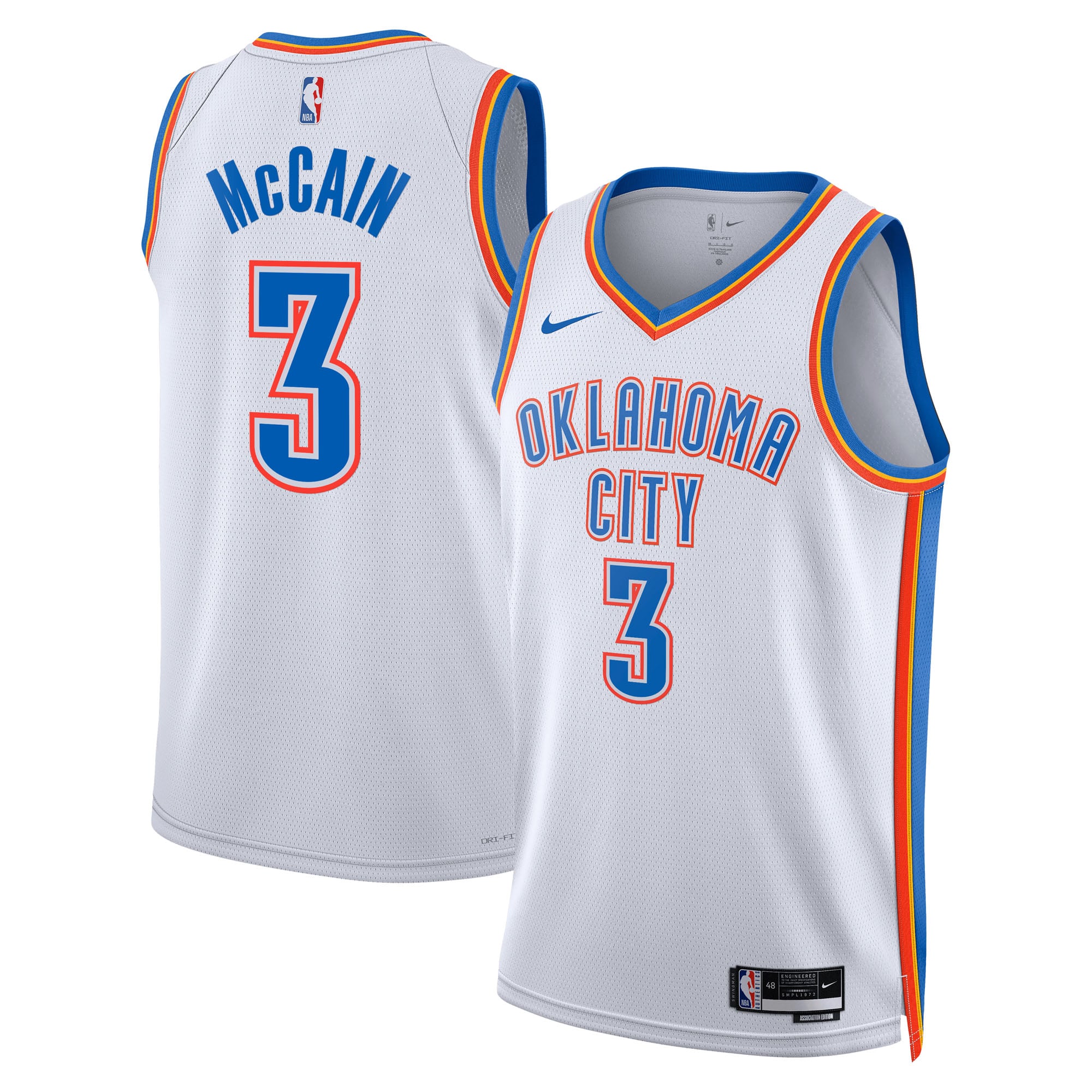 Camiseta Swingman Edición Asociación Nike de los Oklahoma City Thunder - Blanca - Jared McCain - Unisex