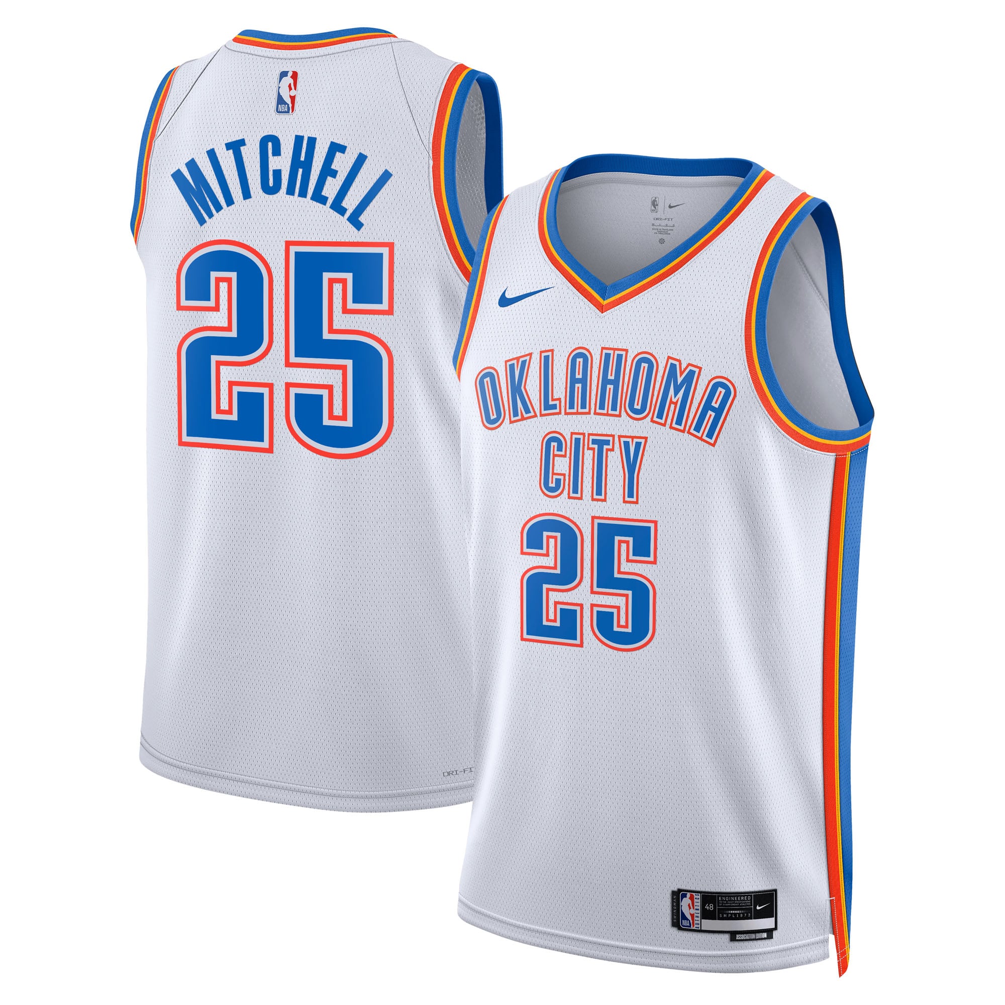 Camiseta Swingman Nike Association Edition de los Oklahoma City Thunder - Blanca - Ajay Mitchell - Unisex