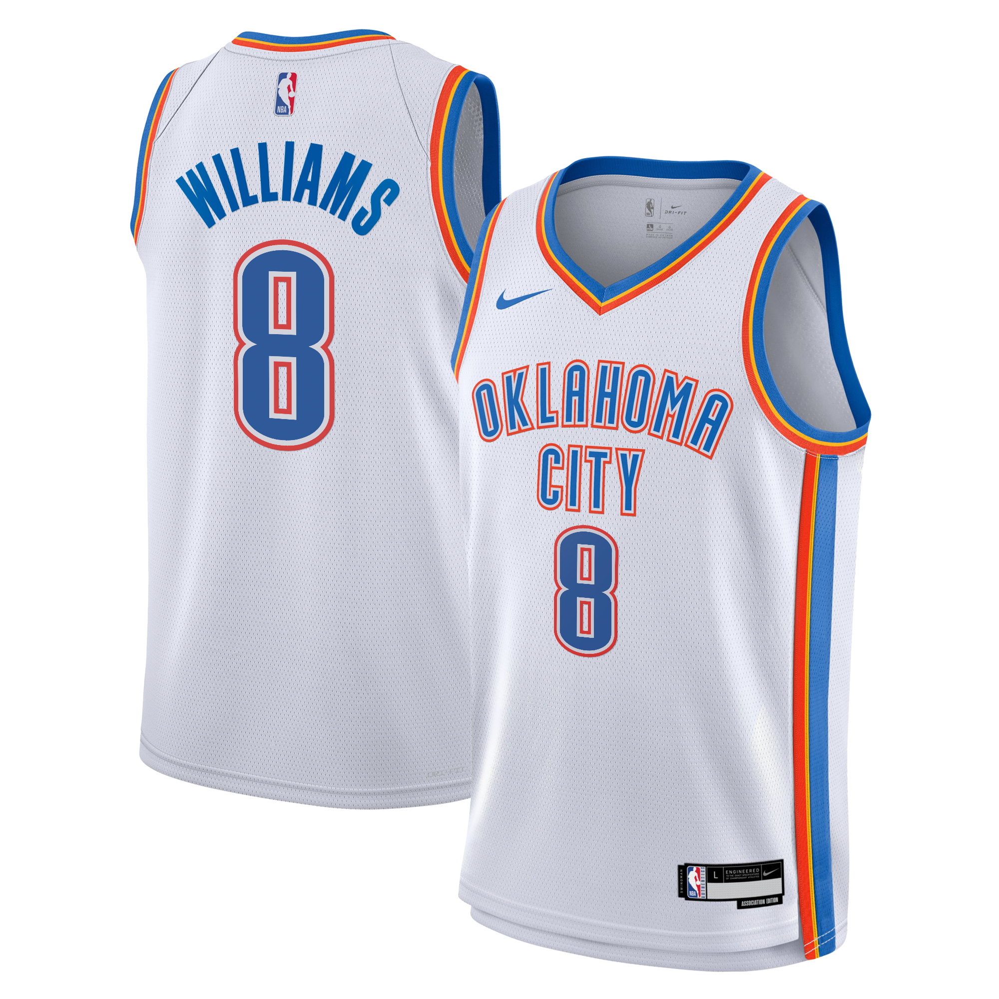 Camiseta Swingman Edición Asociación Nike de los Oklahoma City Thunder - Blanca - Jalen Williams - Juvenil