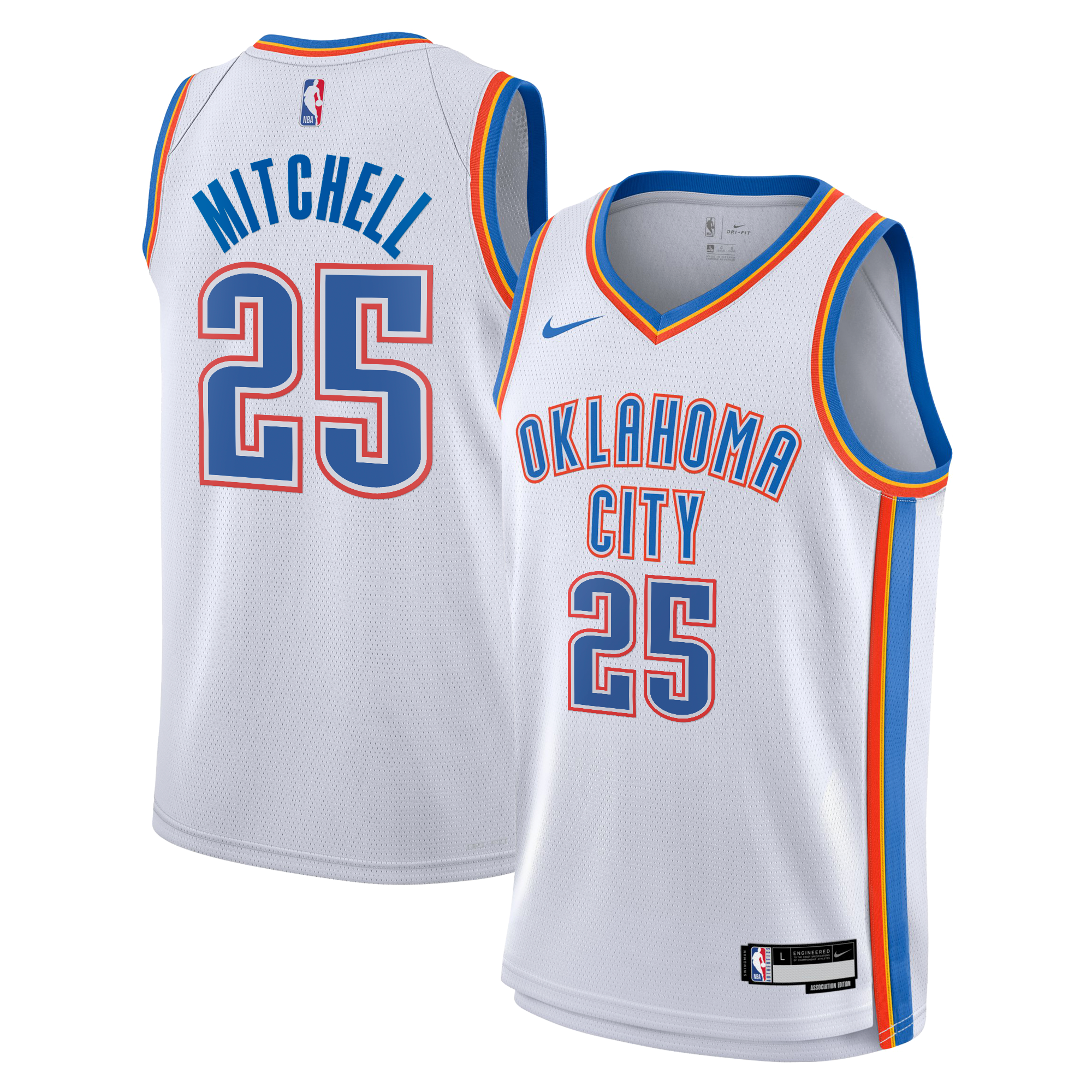 Camiseta Swingman Edición Asociación Nike de los Oklahoma City Thunder - Blanca - Ajay Mitchell - Juvenil