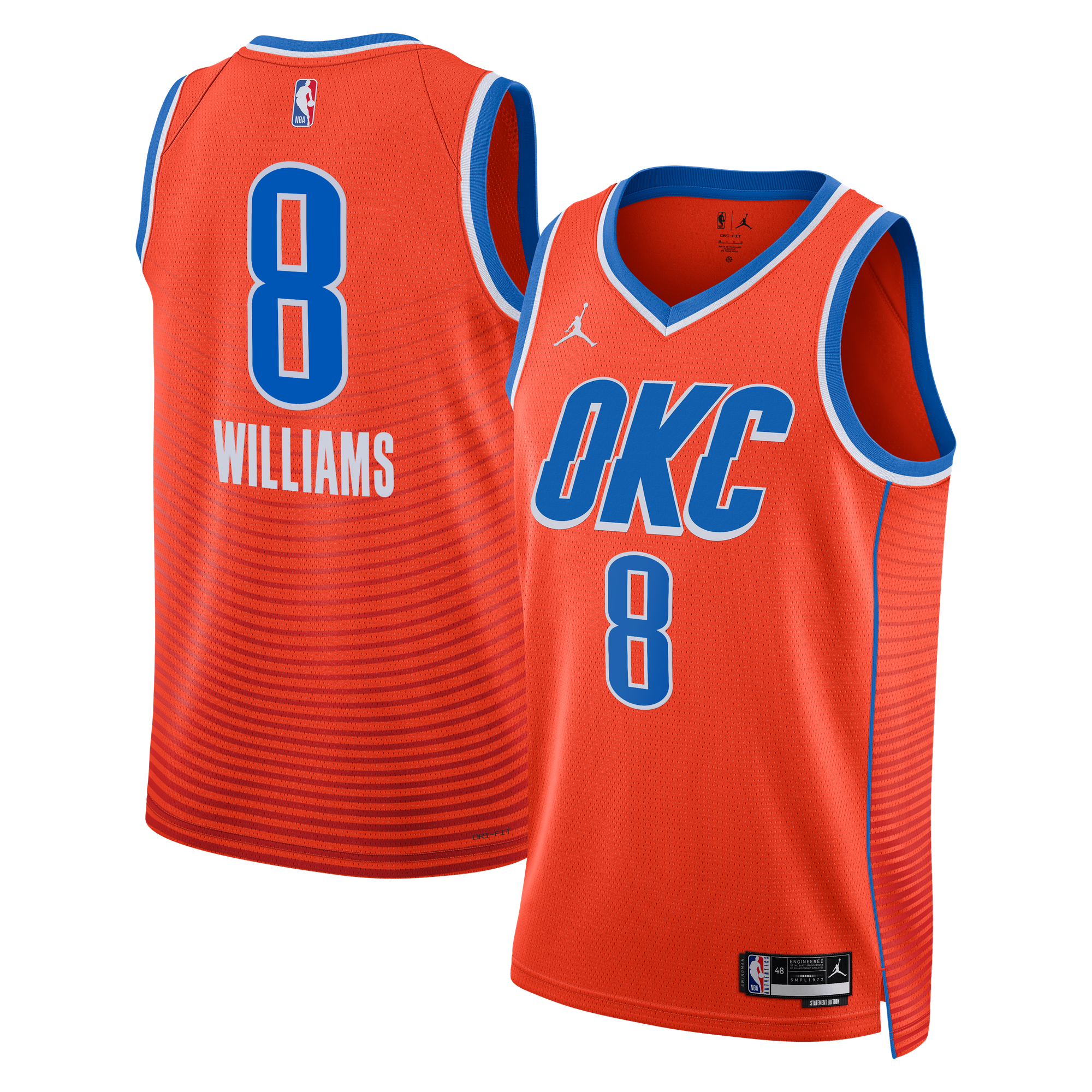 Camiseta Swingman Edición Jordan Brand Statement de los Oklahoma City Thunder - Naranja - Jalen Williams - Unisex