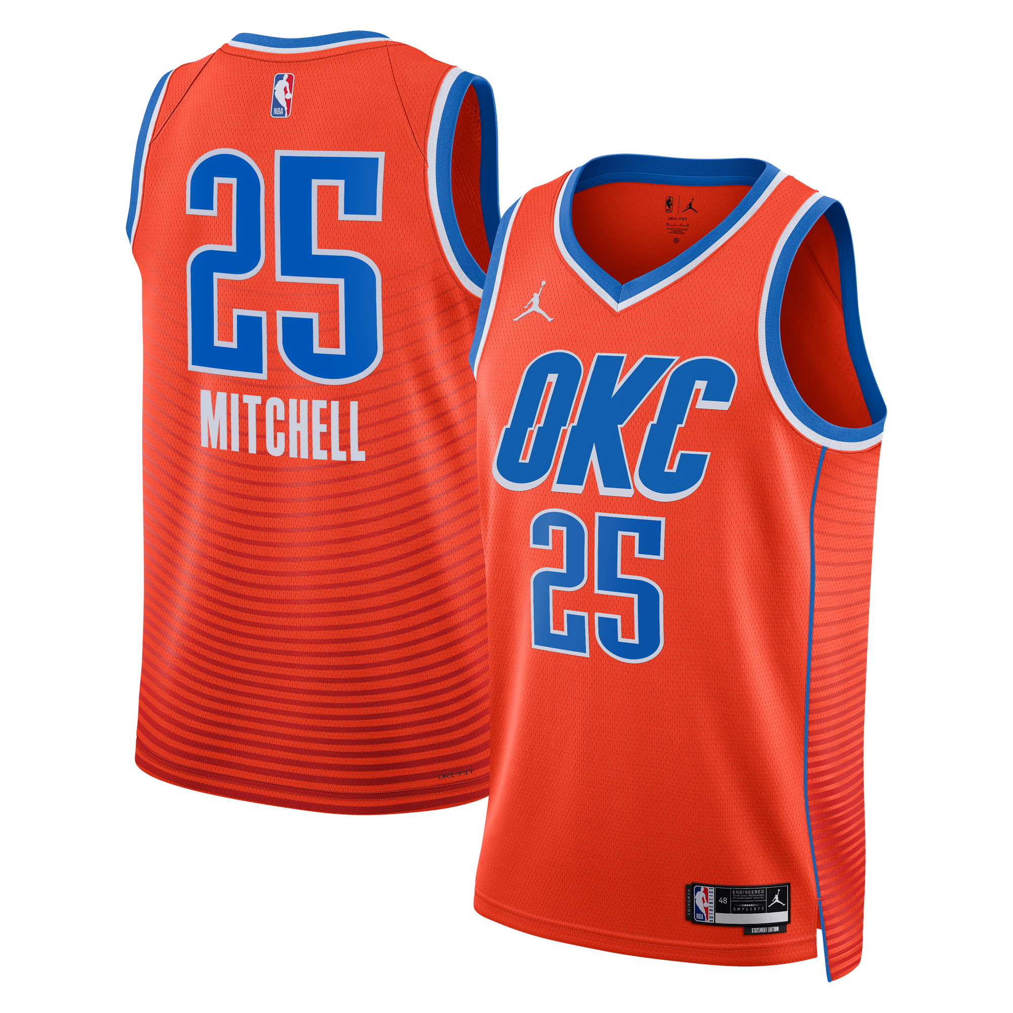 Camiseta Swingman Edición Jordan Brand Statement de los Oklahoma City Thunder - Naranja - Ajay Mitchell - Unisex
