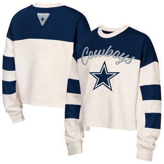 Girls Youth Outerstuff  Gray Dallas Cowboys Dynasty Terry Crewneck Sweatshirt
