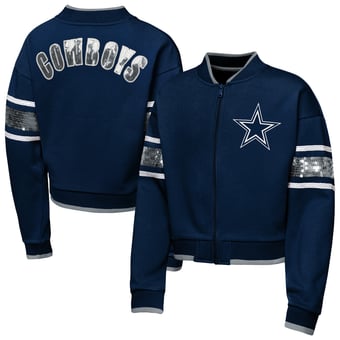 Girls Youth Outerstuff  Navy Dallas Cowboys MVP Full-Zip Bomber Jacket