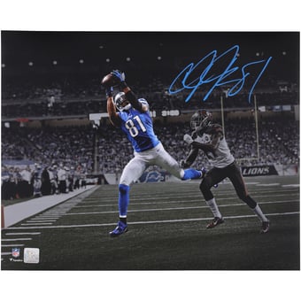 Calvin Johnson Detroit Lions Autographed 16" x 20" Touchdown Catch Spotlight Photograph