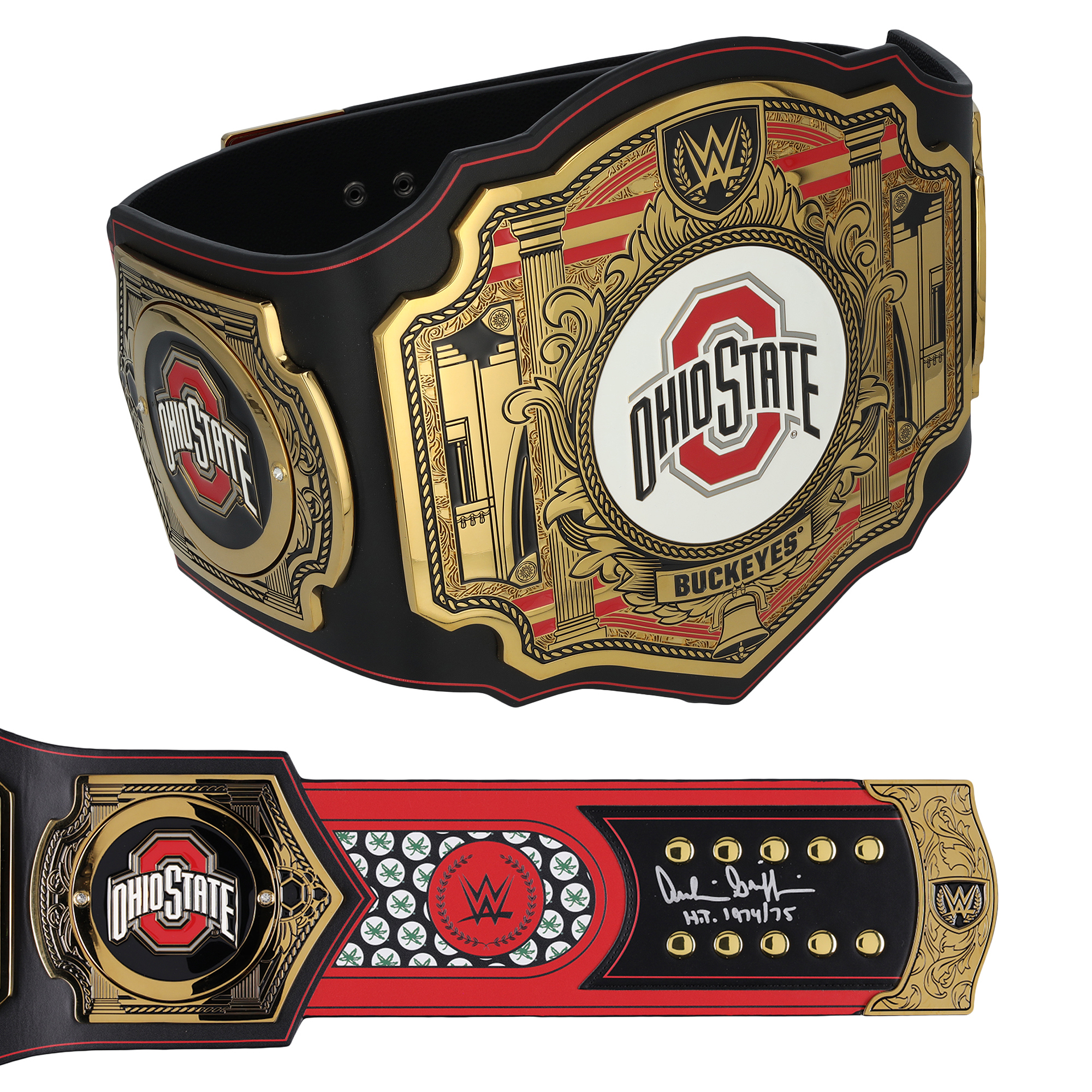 Archie Griffin Ohio State Buckeyes Autographed WWE Title Belt with "HT 74-75" Inscription