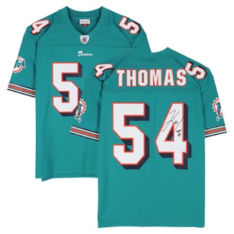 Zach Thomas Miami Dolphins Autographed Aqua Mitchell & Ness 2006 Replica Jersey with "HOF 23" Inscription