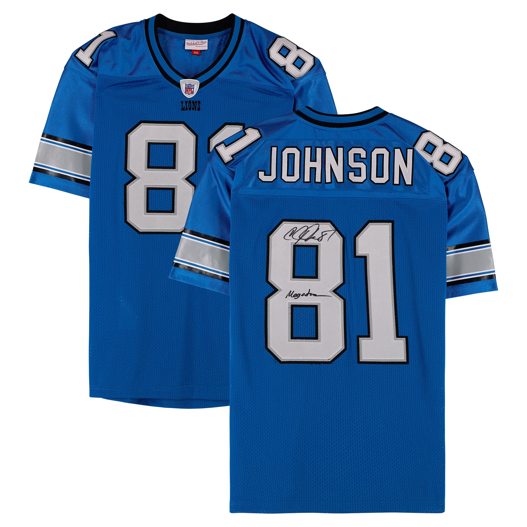 Calvin Johnson Detroit Lions Autographed Blue Mitchell & Ness 2007 Authentic Jersey with "Megatron" Inscription
