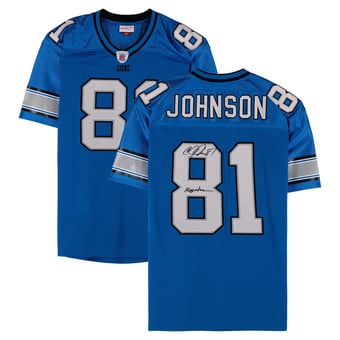 Calvin Johnson Detroit Lions Autographed Blue Mitchell & Ness 2007 Authentic Jersey with "Megatron" Inscription