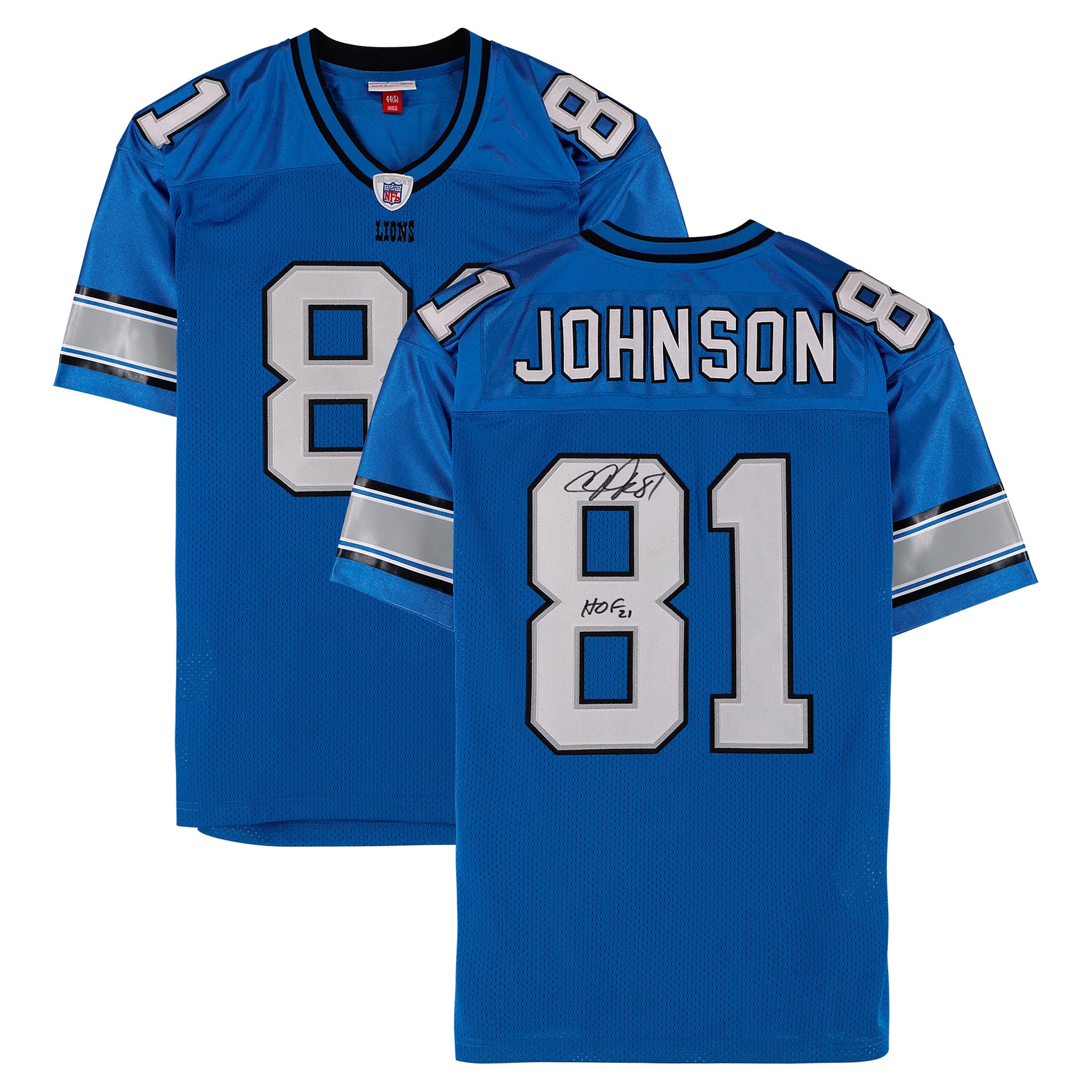 Calvin Johnson Detroit Lions Autographed Blue Mitchell & Ness 2007 Authentic Jersey with "HOF 21" Inscription