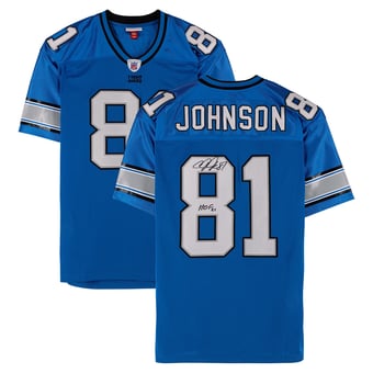 Calvin Johnson Detroit Lions Autographed Blue Mitchell & Ness 2007 Authentic Jersey with "HOF 21" Inscription