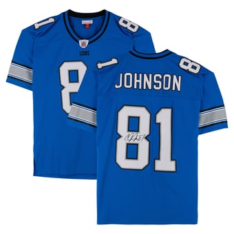 Calvin Johnson Detroit Lions Autographed Blue Mitchell & Ness 2007 Replica Jersey