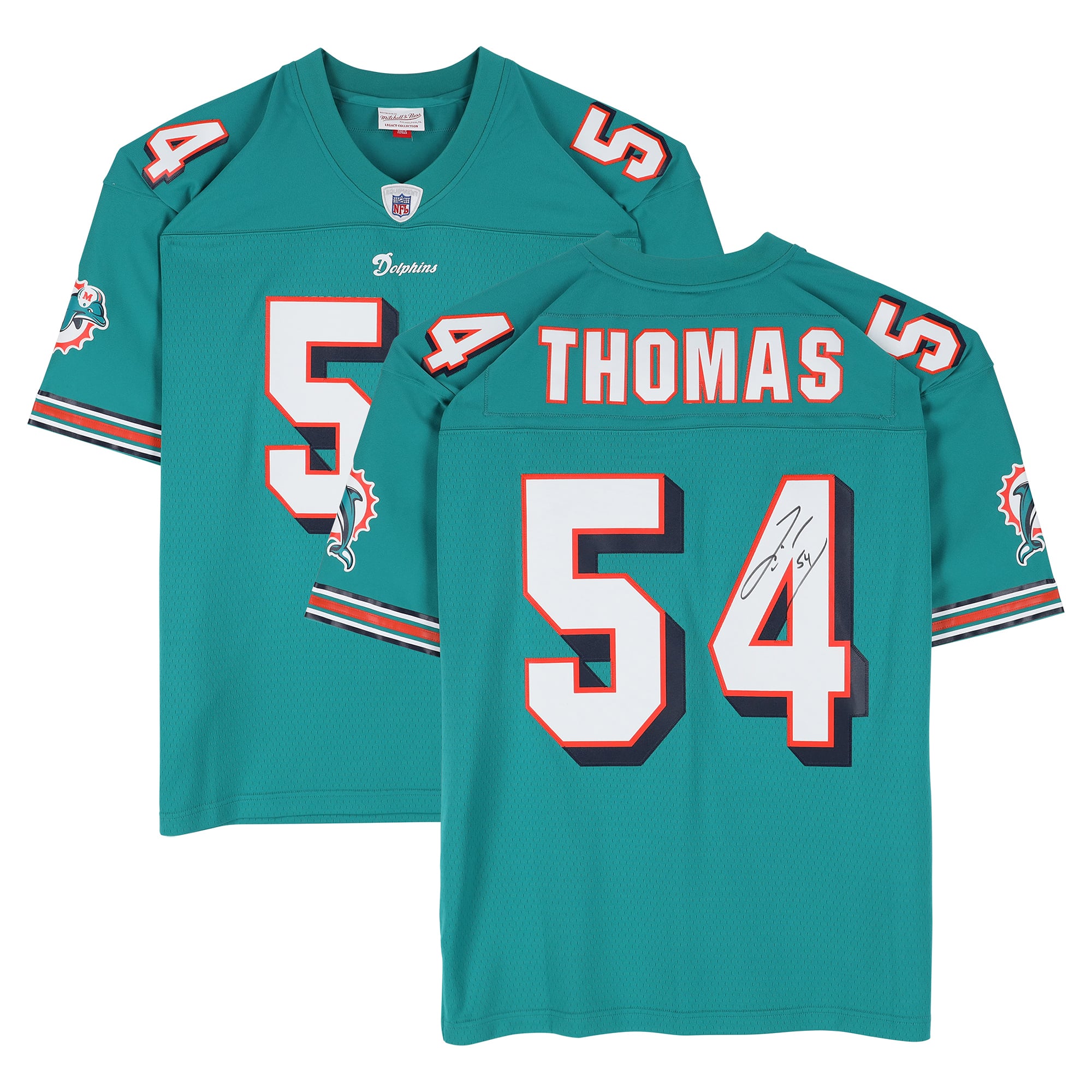 Zach Thomas Miami Dolphins Autographed Aqua Mitchell & Ness 2006 Replica Jersey